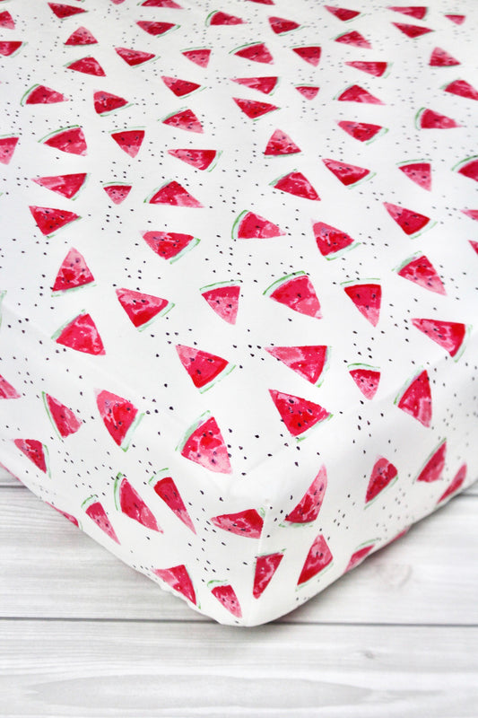 Watercolor Watermelons Crib Sheet or Changing Pad Cover