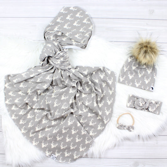 Gray Buck Swaddle Blanket