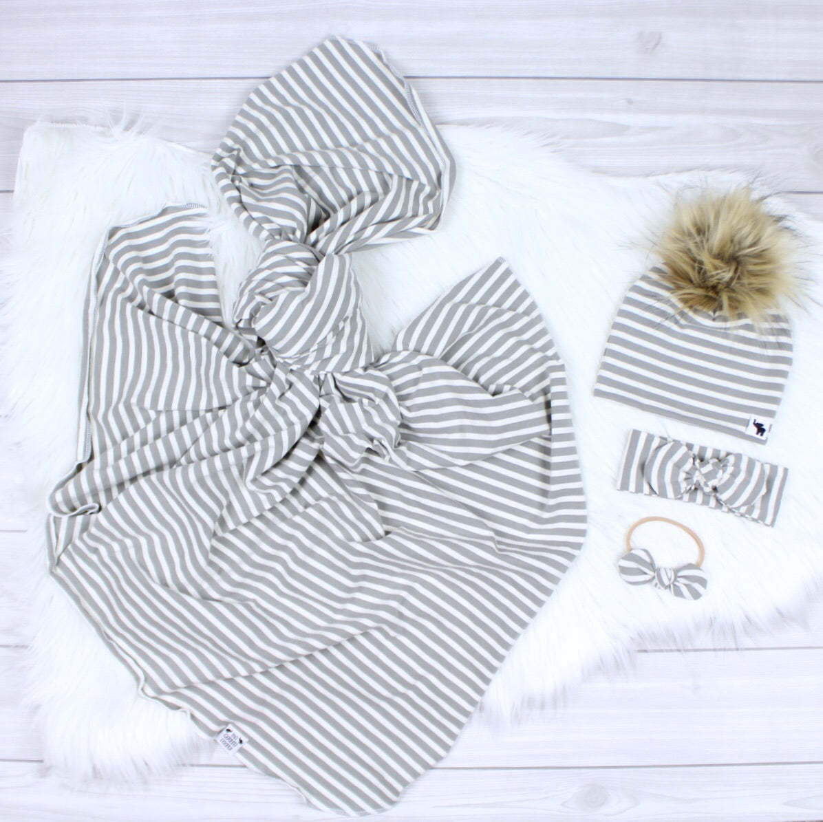 Gray Stripes Swaddle Blanket