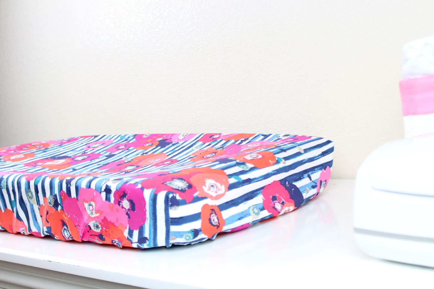 Poppies and Stripes Crib Sheet or Changing Pad Cover