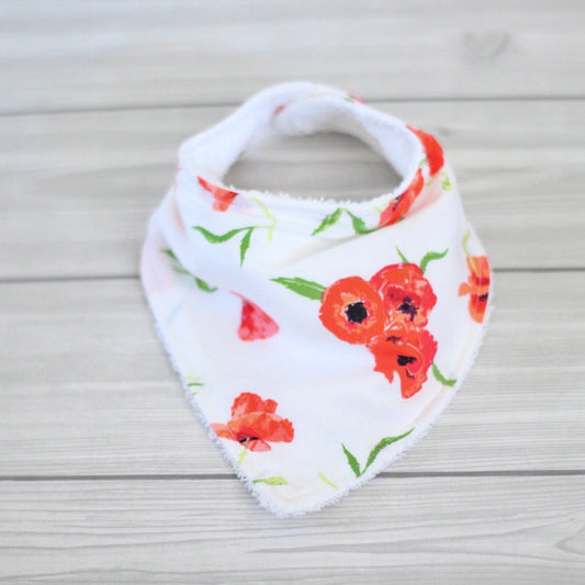 Red Poppies Bibdana and Burp Cloth