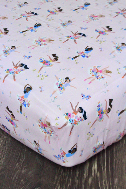 Ballerina Dancers Crib Sheet or Changing Pad Cover