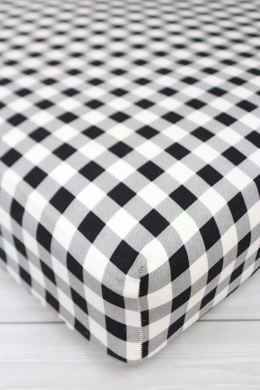 Monochrome Buffalo Plaid Crib Sheet or Changing Pad Cover