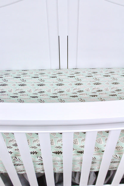 Mint Leaves Crib Sheet or Changing Pad Cover