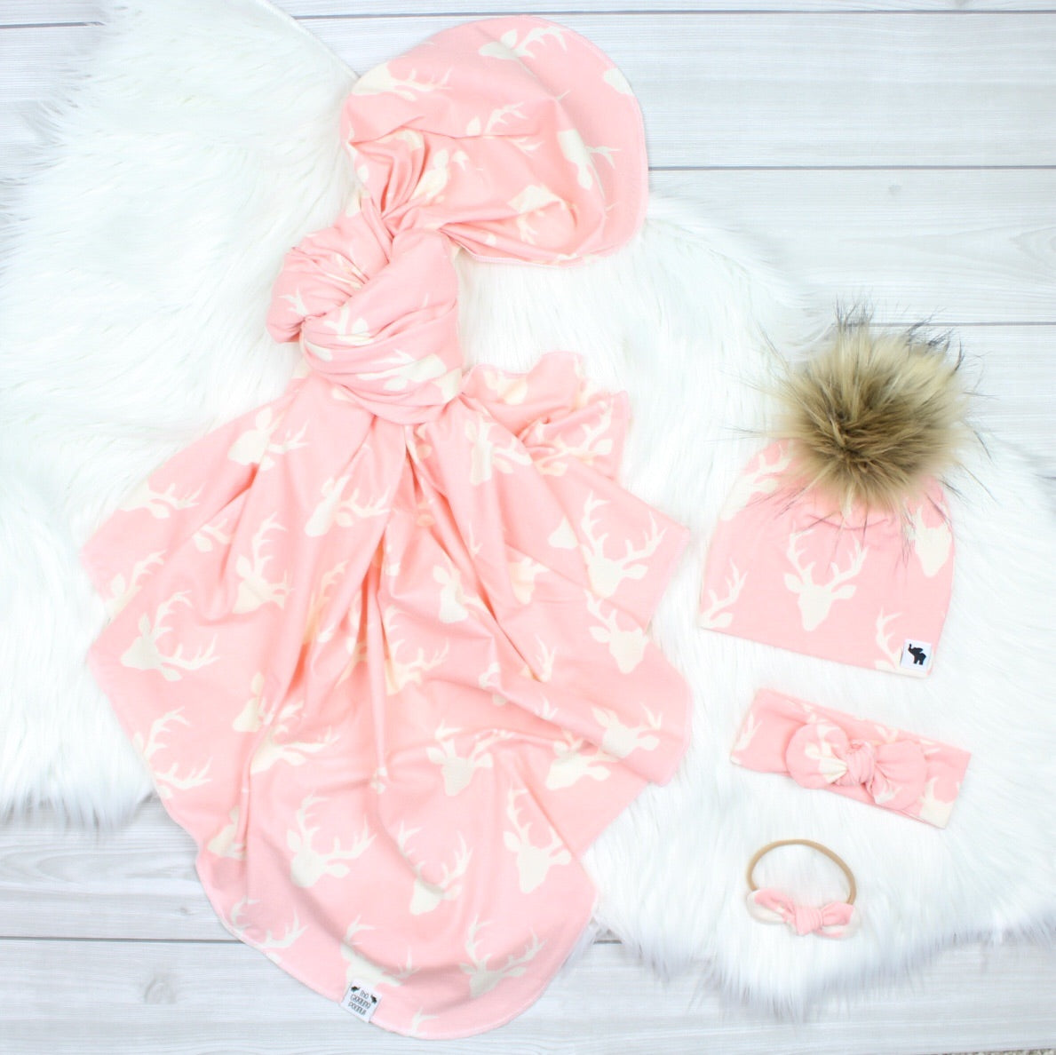 Pink Bucks Swaddle Blanket