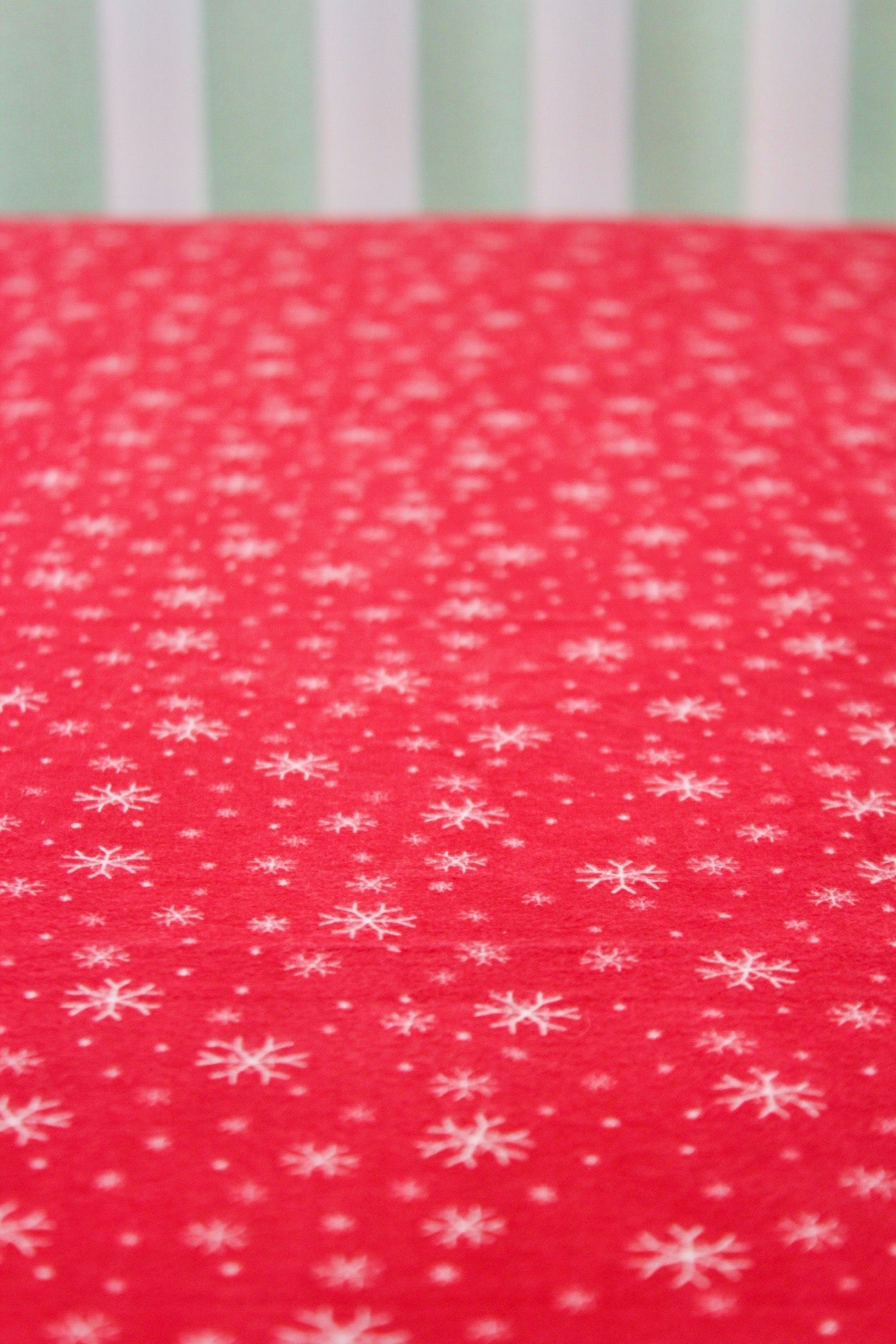 Red Snowflakes Flannel Crib Sheet or Changing Pad Cover