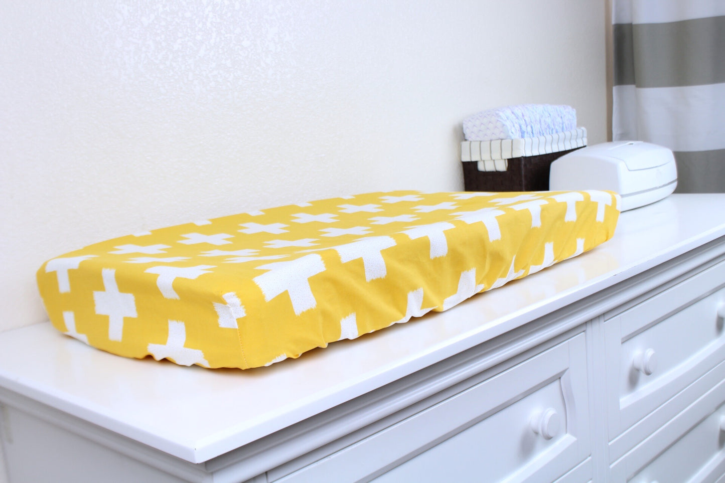 Mustard Crosses Crib Sheet or Changing Pad Cover