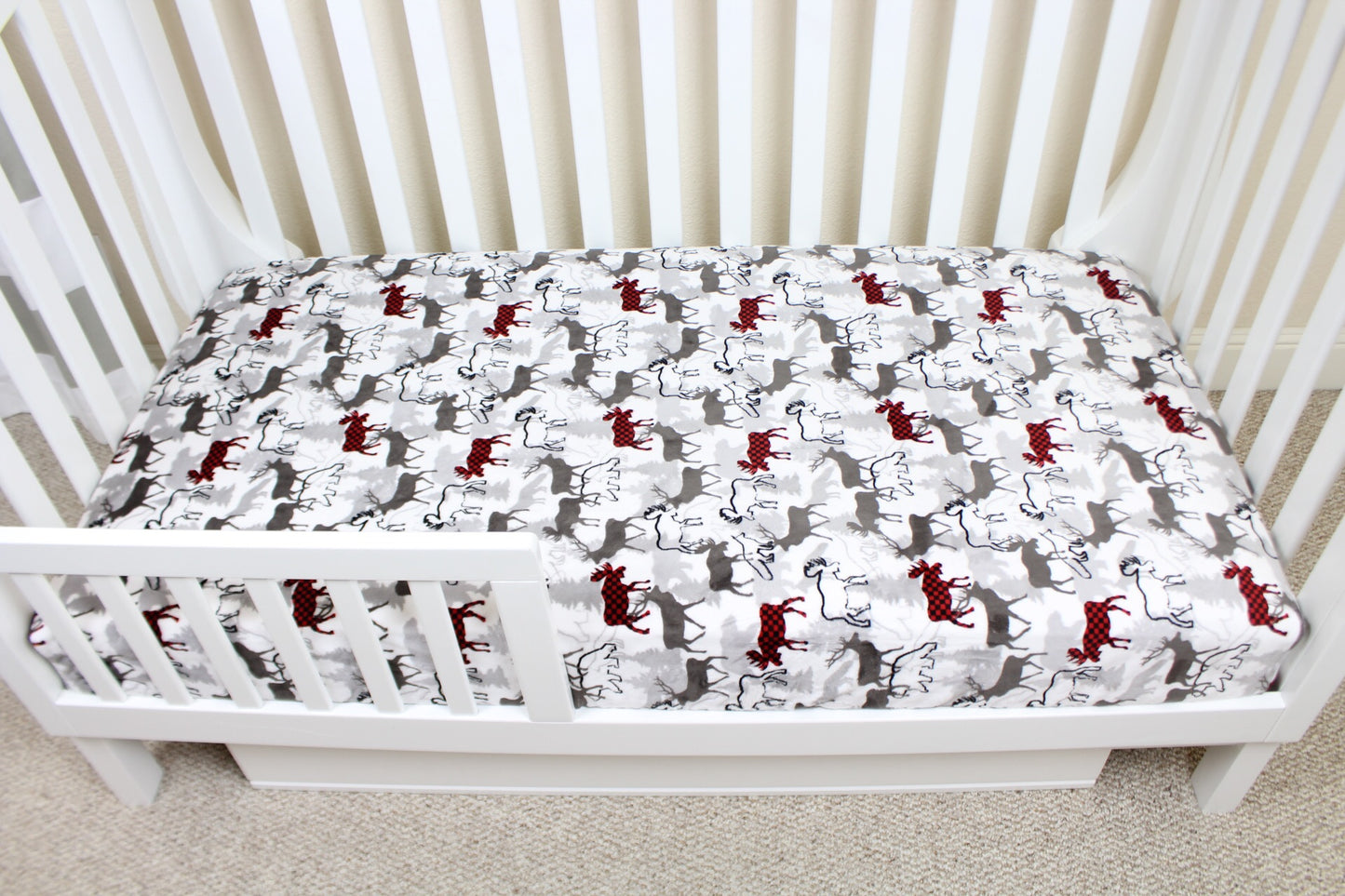 Buffalo Moose and Friends Minky Crib Sheet or Changing Pad Cover