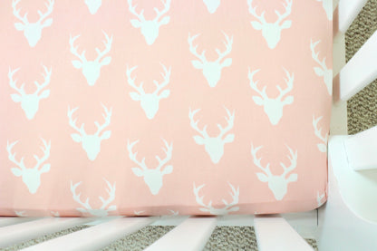 Pink Bucks Crib Sheet or Changing Pad Cover