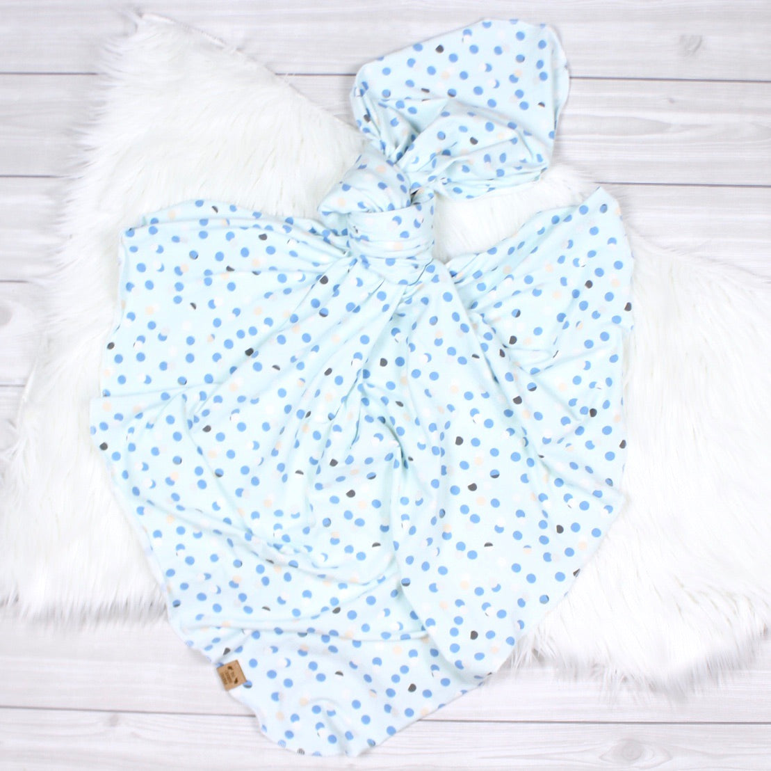 Blue Polka Dots Swaddle Blanket