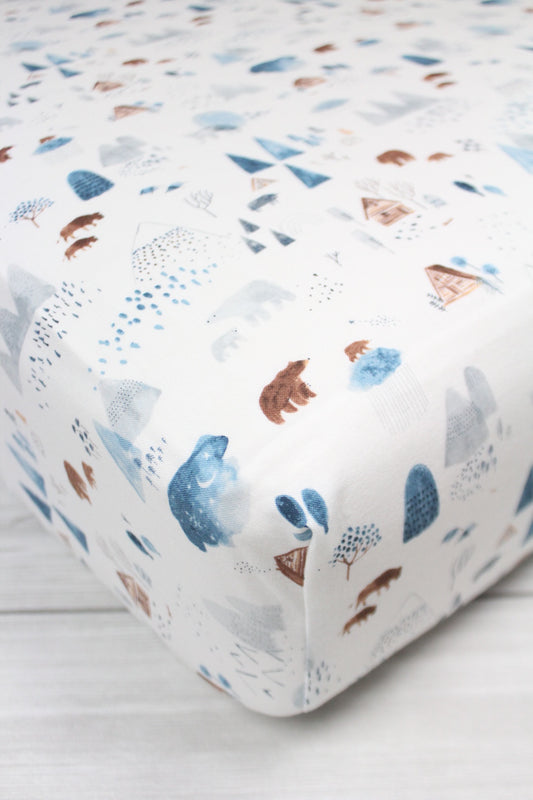 Watercolor Woodland Crib Sheet or Changing Pad Cover