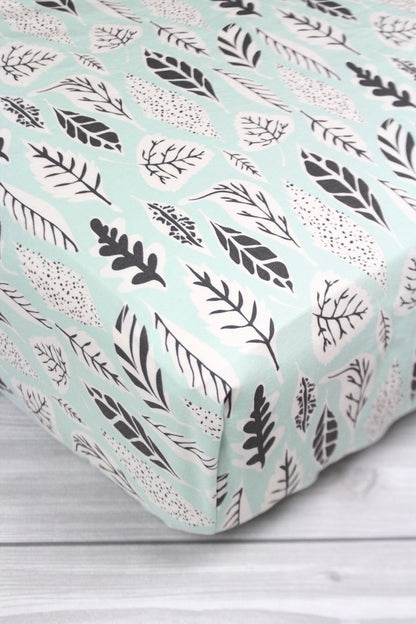 Mint Leaves Crib Sheet or Changing Pad Cover