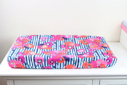 Poppies and Stripes Crib Sheet or Changing Pad Cover