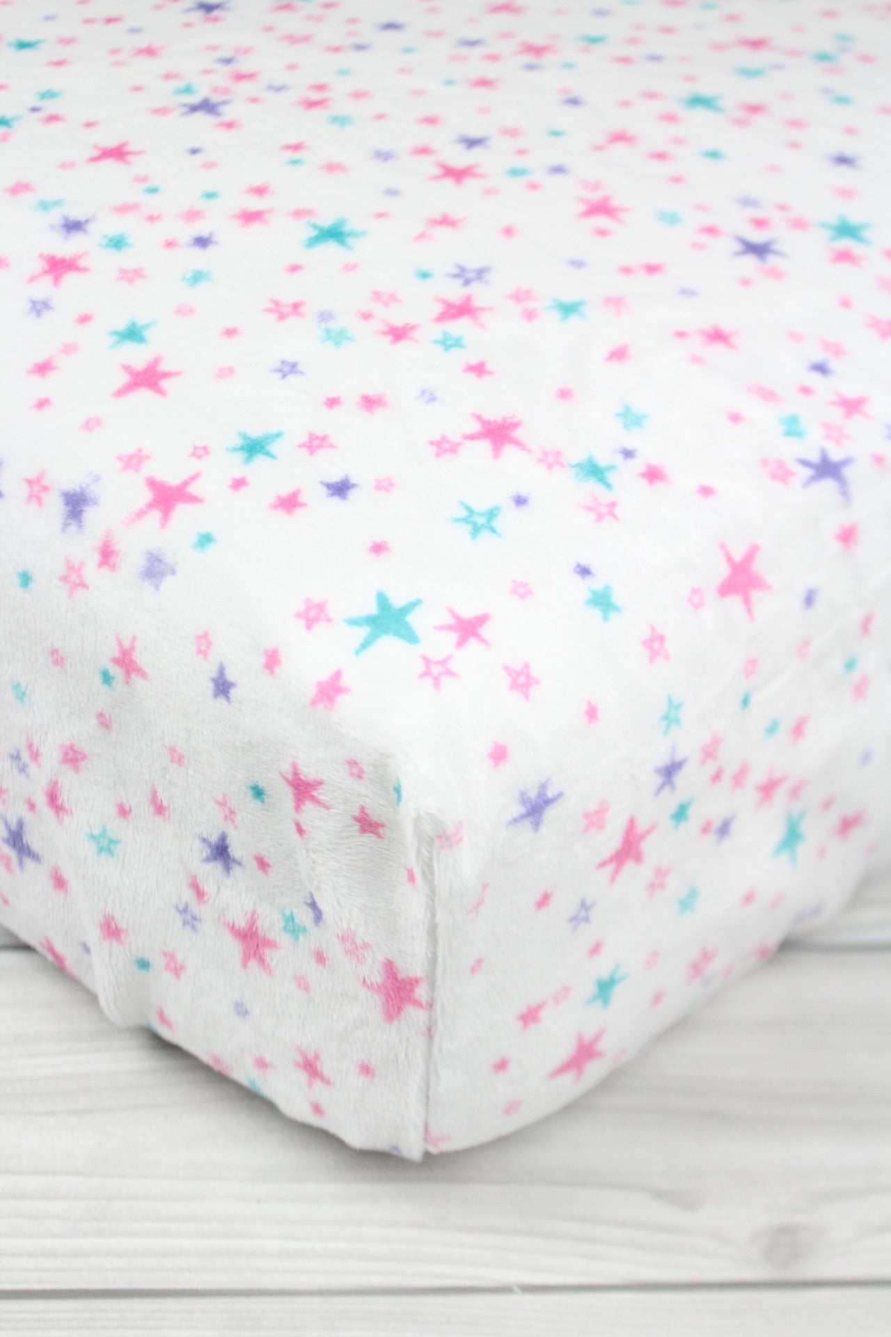 Pink Stars Minky Crib Sheet or Changing Pad Cover
