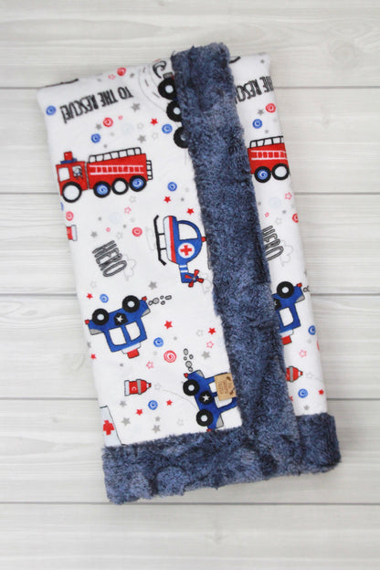 Emergency Vehicles Infant Minky Blanket