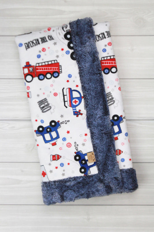 Emergency Vehicles Infant Minky Blanket